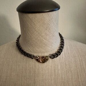 Gunmetal Chain & Shell Necklace